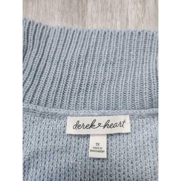 Derek Heart Crop Collared Sweater Blue White Flower 1/4 Button Relaxed Plus 2X - Picture 3 of 8